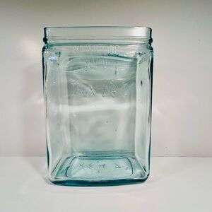 Vintage Exide Glass Battery Jar | Aqua Blue Industrial Decor Storage Vase KXH7